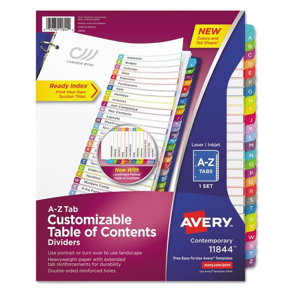 Avery Dennison Index Tab Dividers A-Z, Pk26 11844